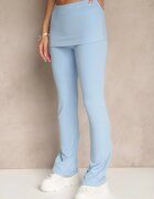 yu & me Set Albastru deschis Stil Sport Pantaloni evazați cu Talie Rabatabilă și Tricou Silfina