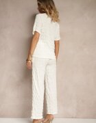 yu & me Set Casual Alb cu Pantaloni Largi și Tricou Devineva
