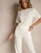 yu & me Set Casual Alb cu Pantaloni Largi și Tricou Devineva