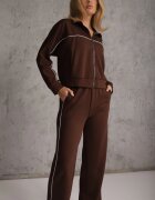 yu & me Set de trening din bumbac pantaloni și bluză cu fermoar decorat cu lampasuri Azaca Maro