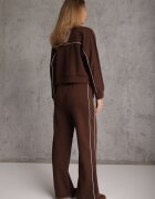 yu & me Set de trening din bumbac pantaloni și bluză cu fermoar decorat cu lampasuri Azaca Maro