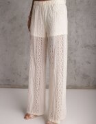 yu & me Set Eteric Bej cu Dantelă și Volane Top și Pantaloni Wide Leg Pretilaine