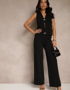 yu & me Set Negru din Tricot Vestă și Pantaloni Largi Nelli
