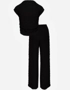 yu & me Set Negru Pantaloni Wide Leg și Top cu guler înalt și Drapaj în Talie Meridone