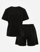 yu & me Set Sport Negru Din bumbac și vâscoză Tricou și Pantaloni scurți Areinna