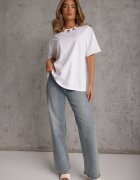 yu & me T-shirt oversize din bumbac decorat cu aplicații pătrate Evesilea Alb