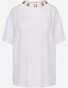 yu & me T-shirt oversize din bumbac decorat cu aplicații pătrate Evesilea Alb