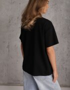yu & me T-shirt oversize din bumbac decorat cu aplicații pătrate Evesilea Negru
