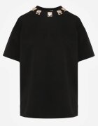 yu & me T-shirt oversize din bumbac decorat cu aplicații pătrate Evesilea Negru