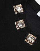 yu & me T-shirt oversize din bumbac decorat cu aplicații pătrate Evesilea Negru