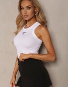 yu & me Top Casual din Bumbac Alb cu Aplicație și Text Dimyah