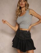 yu & me Top Mulat Gri din Țesătură Reiată din Viscoză Nelluria