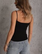 yu & me Top negru din Vâscoză cu Bretele Duble Indrea