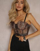 yu & me Top tip corset transparent cu imprimeu leopard cu cupe întărite maro Temilore