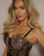 yu & me Top tip corset transparent cu imprimeu leopard cu cupe întărite maro Temilore