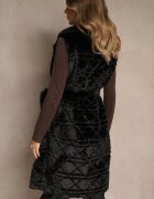 yu & me Vestă Neagră de blană cu curea legată decorată cu cusături Ranitila