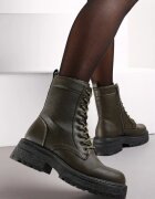  Zielone Botki Workery na Grubej Podeszwie Fashia