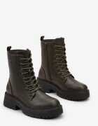  Zielone Botki Workery na Grubej Podeszwie Fashia