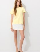 Stradivarius B02 Tricou Basic Regular Tactil Fin Galben Pastel Xs