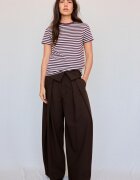 Stradivarius B02 Tricou Simplu Regular Cu Textură Fină Și Dungi Vânătă S