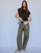 Stradivarius B06 Tricou De Bază Cu Mânecă Căzută Albastru Marin Xs