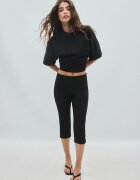 Stradivarius B08 Tricou Cu Mânecă Scurtă Japoneză Negru Xxs