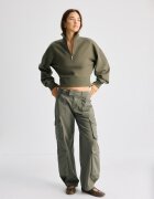 Stradivarius B10 Hanorac Cu Guler Cu Fermoar Kaki Xs