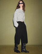 Stradivarius B11 Tricou Cu Mânecă Lungă Japonez Cu Talie Ajustată Și Dungi Vanilie S