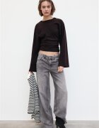Stradivarius B11 Tricou Cu Mânecă Lungă Și Talie Ajustată Albastru Marin M