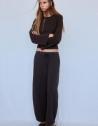 Stradivarius B11 Tricou Cu Mânecă Lungă Și Talie Ajustată Maro Xl