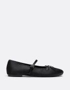 Stradivarius Balerini Din Satin Cu Cataramă Negru 35