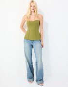 Stradivarius Bandeau Cu Decolteu Inimă Verde Măslină L