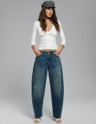 Stradivarius Blugi Barrel Cu Ajustor Albastru Overdye 36