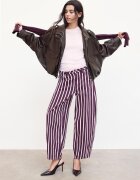Stradivarius Blugi Barrel Cu Dungi Purpuriu 44