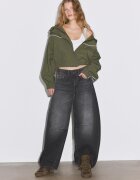 Stradivarius Blugi Barrel Cu Talie Joasă Efect Prespălat Gri Denim Culoare Închisă 40