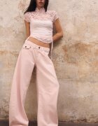 Stradivarius Blugi Barrel Cu Talie Joasă Roz Pastel 42