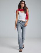 Stradivarius Blugi D98 Straight Cu Aspect Vintage Efect Prespălat Gri Denim Culoare Închisă 38