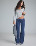 Stradivarius Blugi Drepți Cu Talie Joasă Albastru Mediu 40