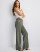 Stradivarius Blugi Drepți Cu Talie Joasă Și Betelie Tip Ciocan Kaki 32