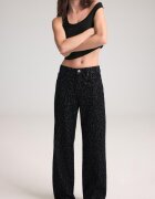 Stradivarius Blugi Flock Cu Imprimeu Leopard Denim Negru Efect Prespălat 42