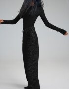 Stradivarius Blugi Flock Cu Imprimeu Leopard Gri Închis 36
