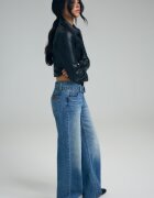 Stradivarius Blugi Largi Cu Talie Dublă Albastru Mediu 42