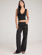 Stradivarius Blugi Straight Fit Cu Sclipici Gri Închis 40