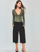 Stradivarius Body Cu Decolteu În V Și Fronseuri Kaki Xl