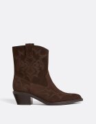 Stradivarius Botine Cowboy Cu Toc Din Piele Maro 39
