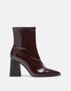 Stradivarius Botine Cu Toc Aspect Lăcuit Roșu Închis 38