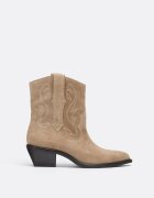 Stradivarius Botine Cu Toc Cowboy Din Piele Bej 36