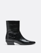Stradivarius Botine Cu Toc Și Aspect De Crocodil Negru 36