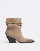 Stradivarius Botine Cu Toc Slouchy Periate Din Piele Bej 39