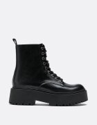 Stradivarius Botine Joase Cu Șireturi Negru 36